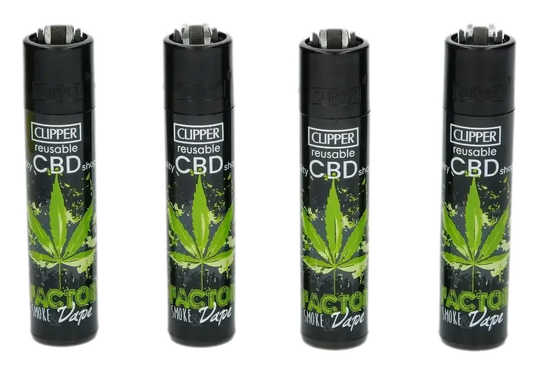 Briquet Clipper rechargeable noir avec décor feuille verte vue 2